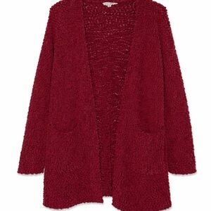 Cozy Open-Front Women's Sweater Cardigan in Deep Burgundy